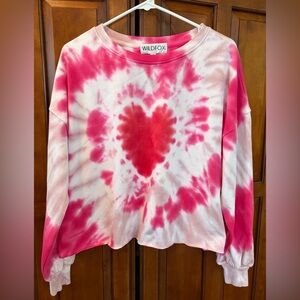 Wildfox Red and White Heart Tie-Dye Sweatshirt